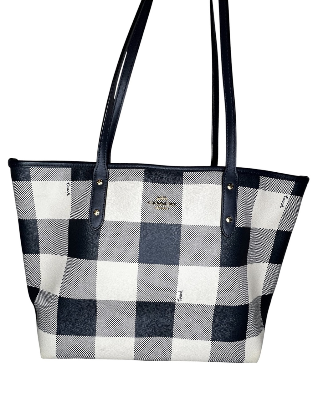 Coach Navy and White Buffalo Check Tote